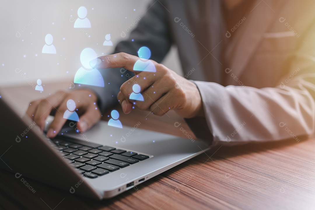 Ícone humano virtual para grupo de clientes de foco ou conceito de recrutamento