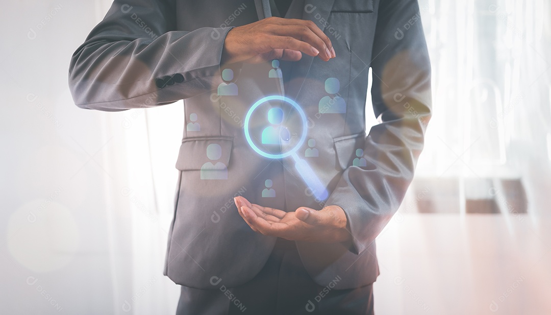 Ícone humano virtual para grupo de clientes de foco ou conceito de recrutamento