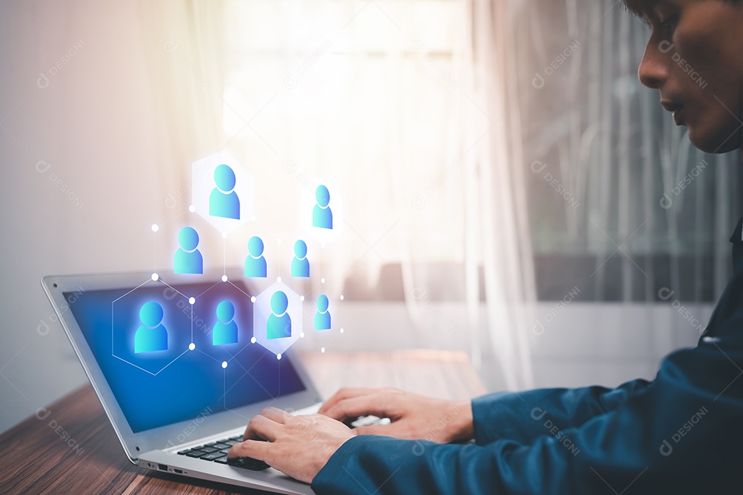 ícone humano virtual para grupo de clientes de foco ou conceito de recrutamento