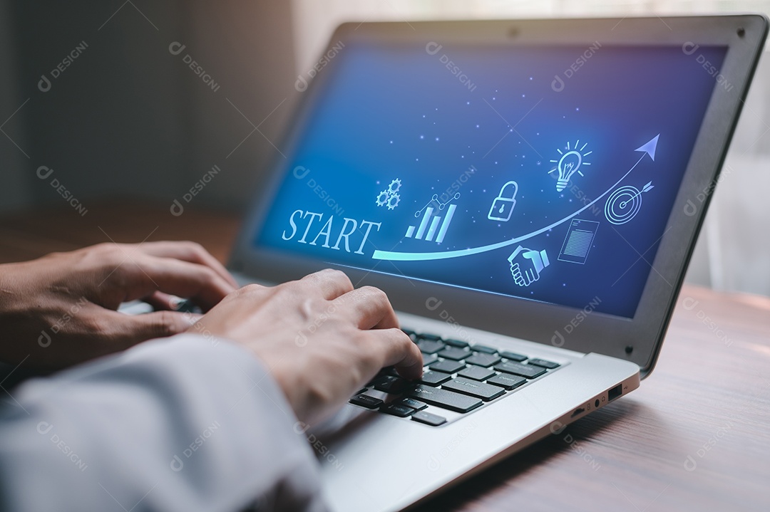 Conceito de start-up de negócios, sistema de metaverso digital, interface virtual