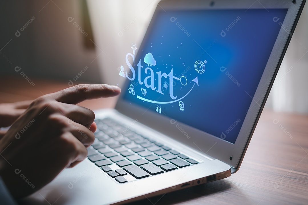 Conceito de start-up de negócios, sistema de metaverso digital, interface virtual