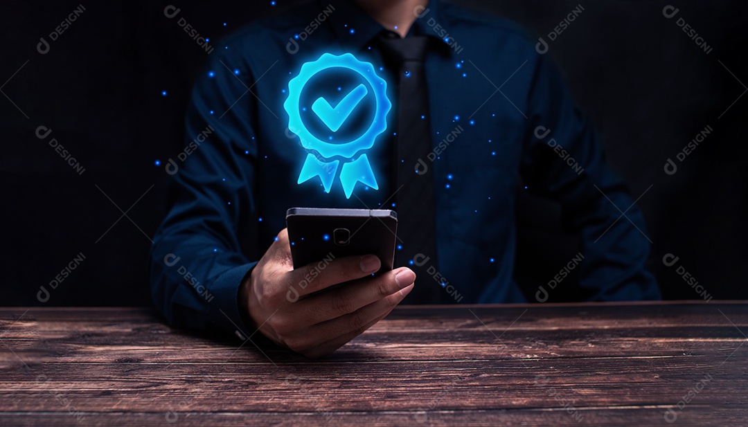 Sinal da garantia de qualidade de serviço superior, certificação ISO e padronização