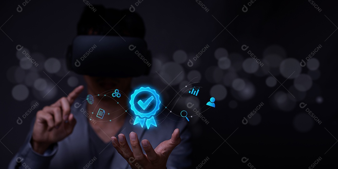 Sinal da garantia de qualidade de serviço superior, certificação ISO e padronização