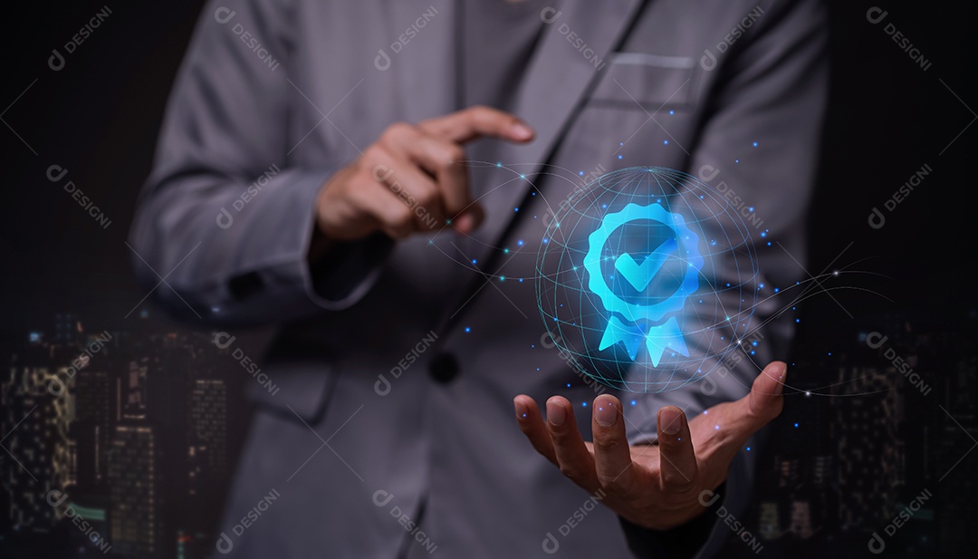 Sinal da garantia de qualidade de serviço superior, certificação ISO e padronização