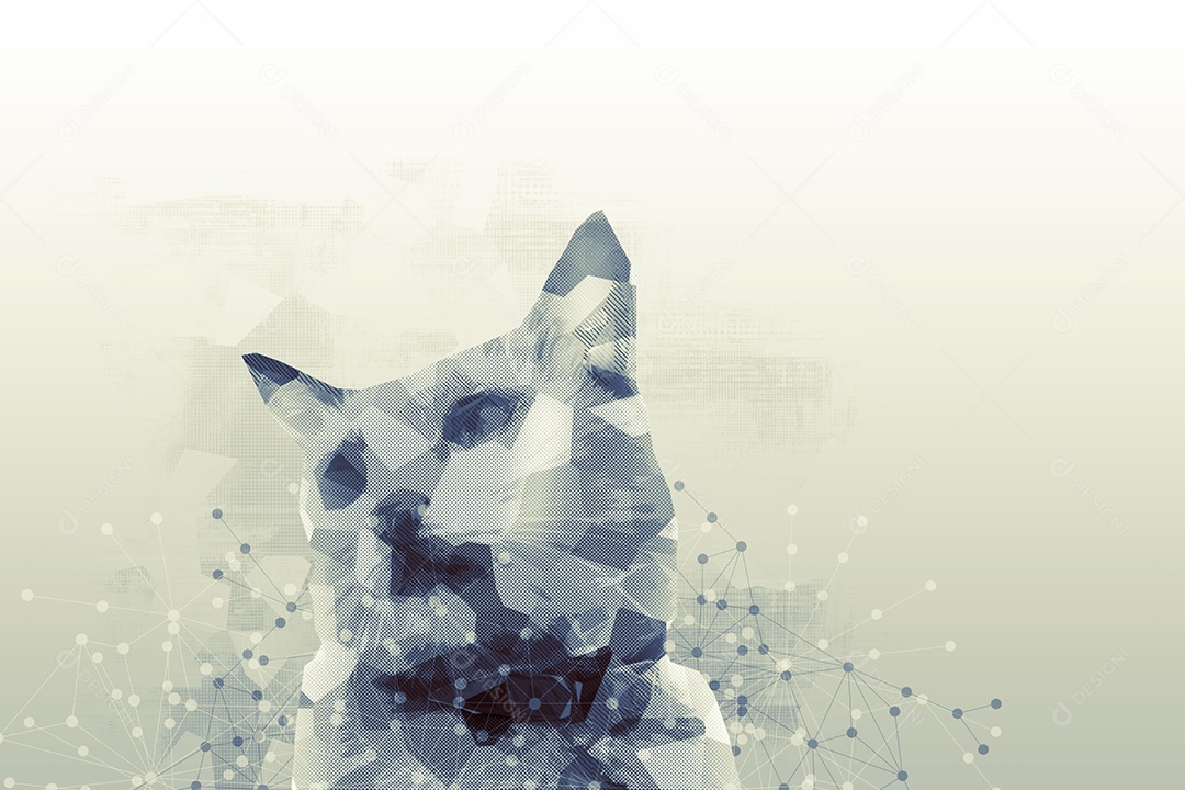 Retrato Low Poly de um gatinho. Conceito futurista cibernético para seu projeto.