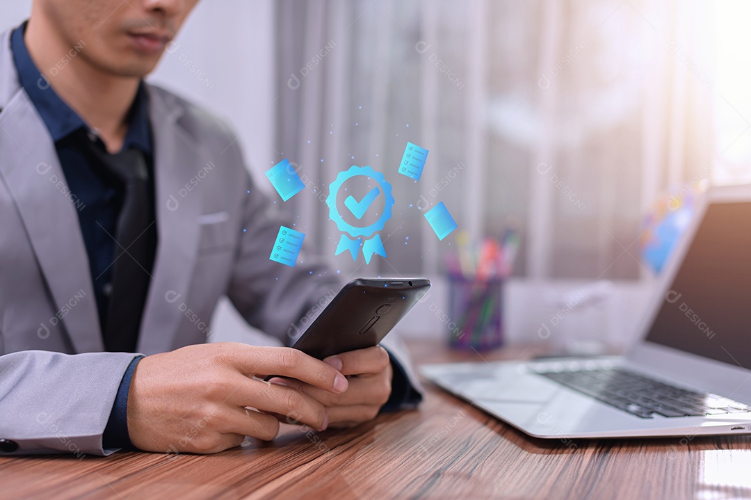 Sinal do melhor serviço Garantia de qualidade, certificação e padronização ISO