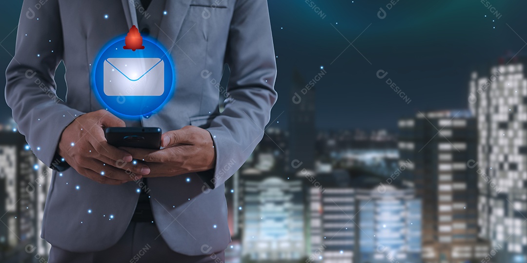 Mensagem de conexão de comunicação via correio eletrônico. enviando email