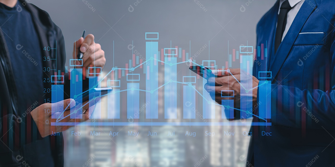 Painel de computador moderno trabalhando analisando dados de vendas financeiras