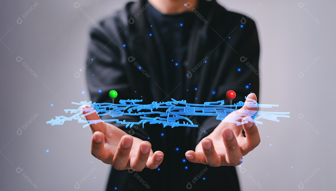 Marca do localizador do mapa e alfinete de localização ou sinal do ícone de navegação