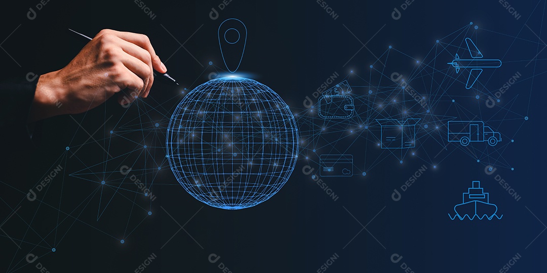 Rede de logística global distribuição e transporte Ui, logística inteligente, futuro da inovação