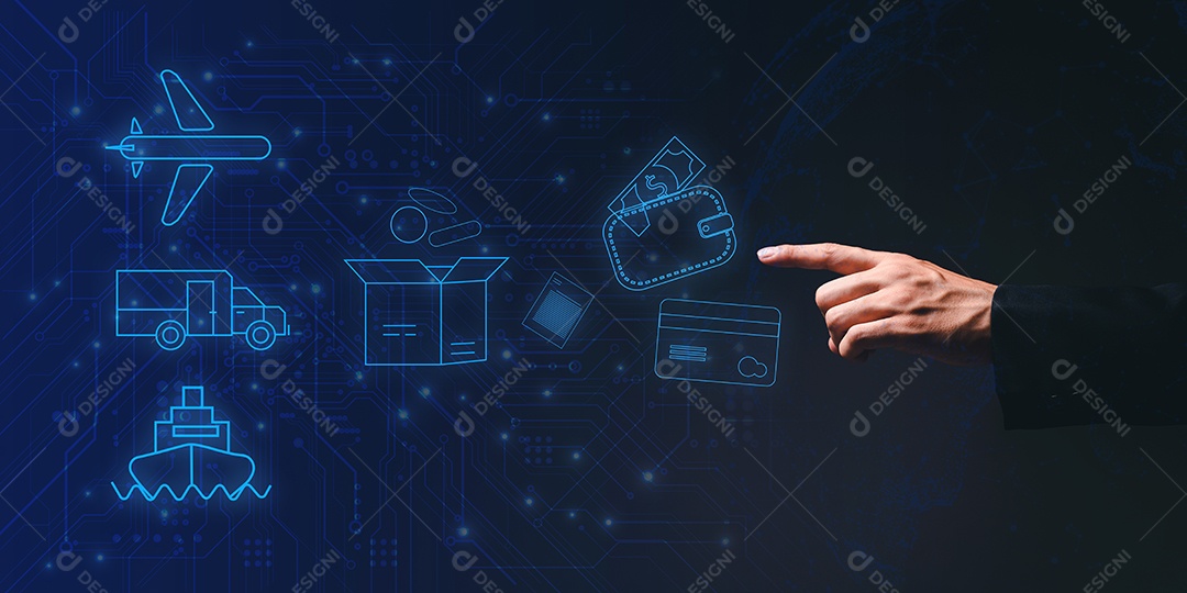 Rede de logística global distribuição e transporte Ui, logística inteligente, futuro da inovação