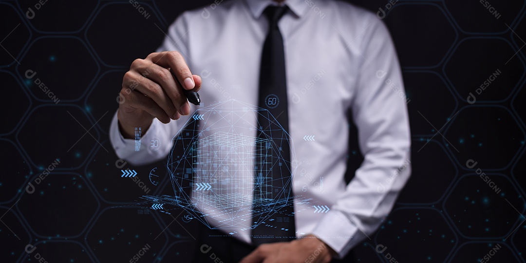 Conceito de tecnologia do mundo cibernético digital Metaverse. interface de painel