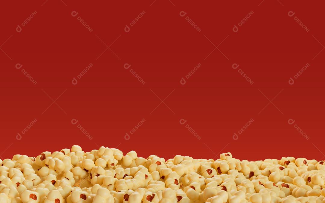 Muita pipoca para assistir filmes ilustração 3D PSD