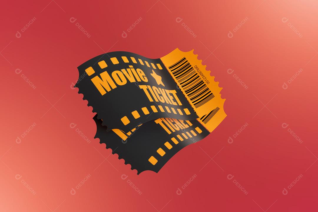 Bilhetes de cinema amarelos e pretos ilustração 3D PSD