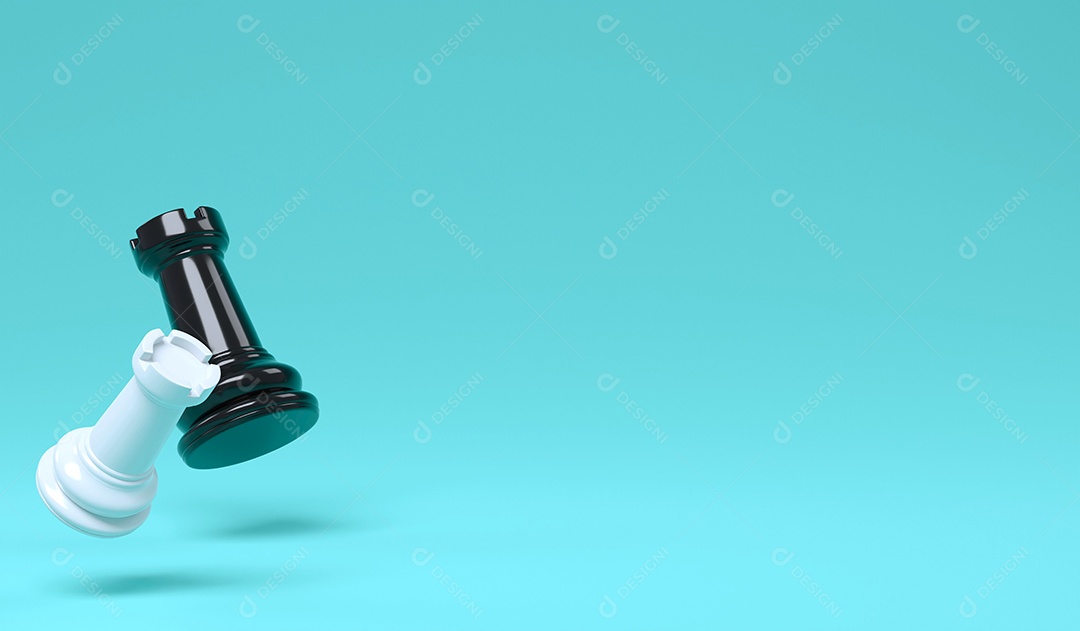 Torre preto e branco da ilustração 3D no fundo dos azul-céu