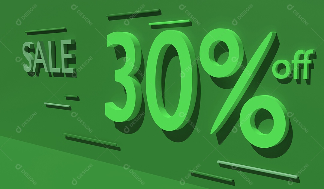 Rótulo de renderização 3D com desconto de 30% para modelo de banner promocional especial, festival de desconto de venda e agora apenas promoção