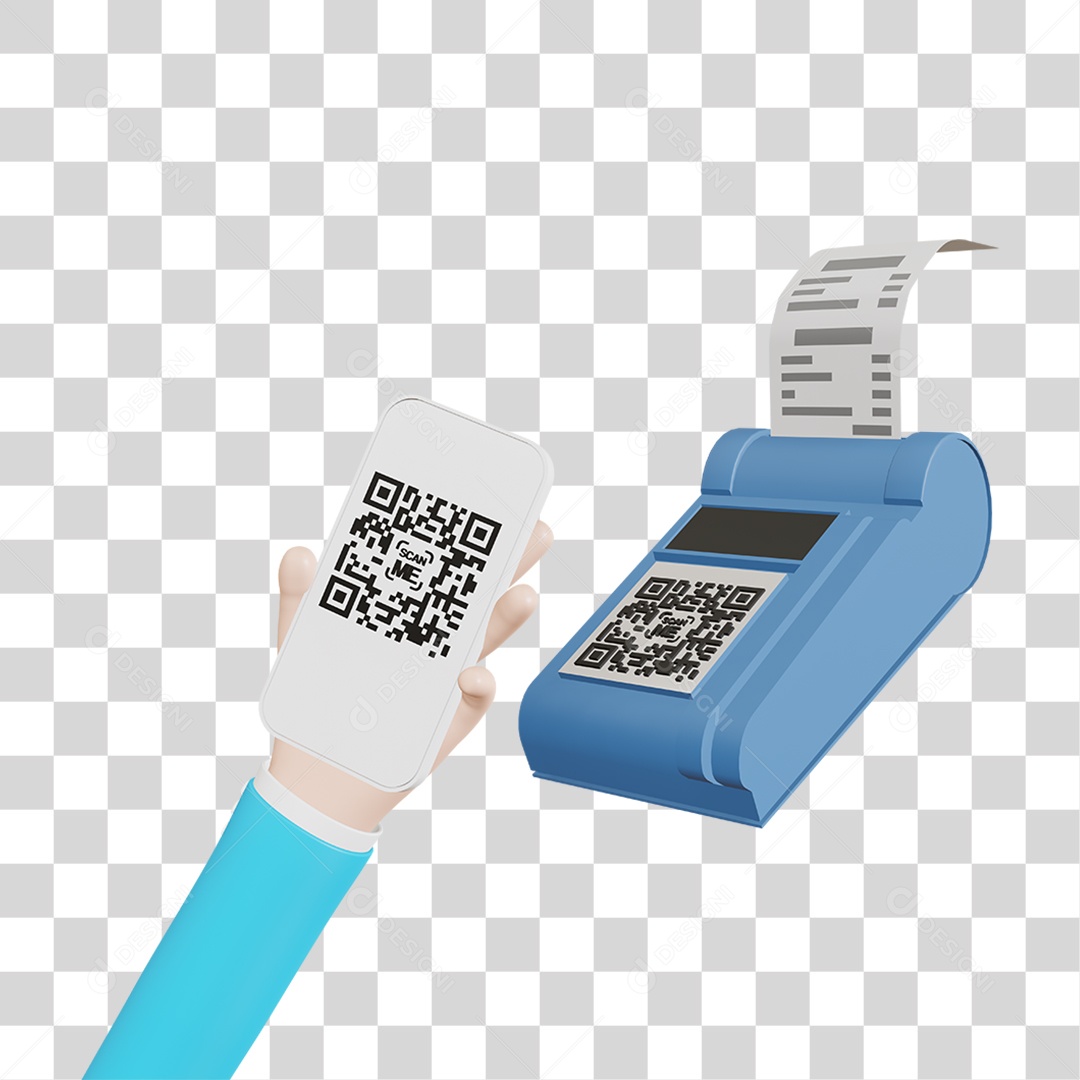 Celular e Maquininha de Cartão com Qr code PNG Transparente