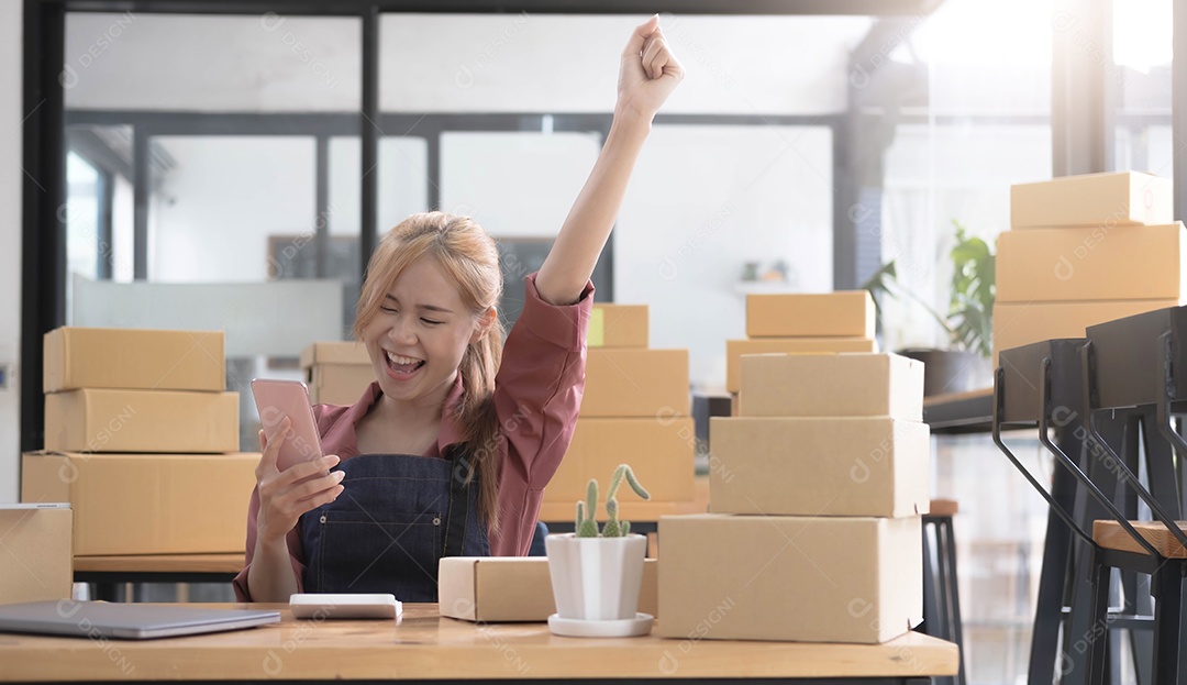 Mulher asiática pequena empresa