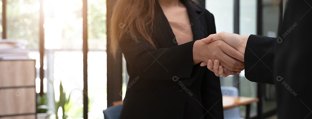 Mulheres de negócios aperto de mão, feliz com o trabalho