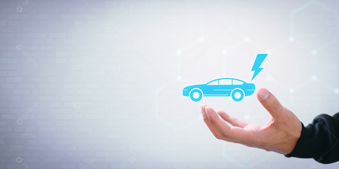 Escolhendo um veículo elétrico. escolha de carro elétrico vs gasolina. apontando para o símbolo