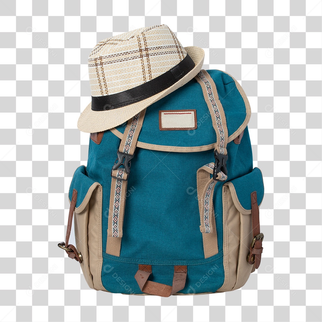Mochila de Viagem com Chapéu PNG Transparente
