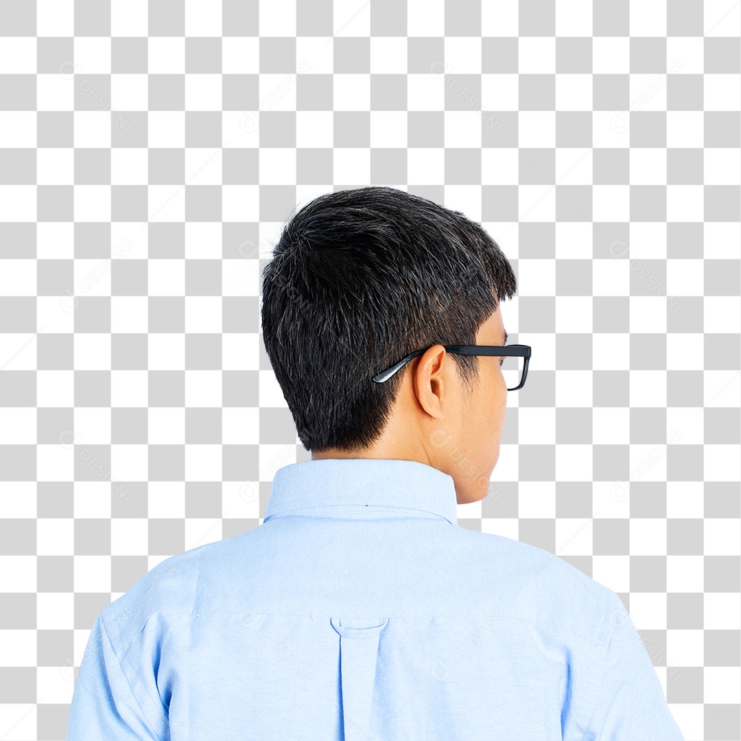 Homem com Camisa Azul de Costas PNG Transparente