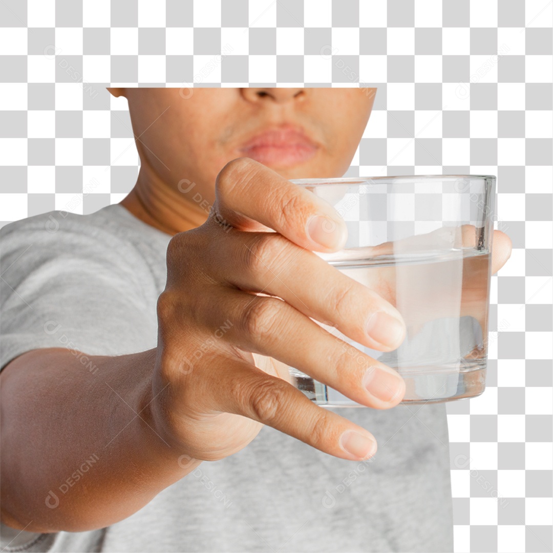 Mão Segurando Copo de Água PNG Transparente
