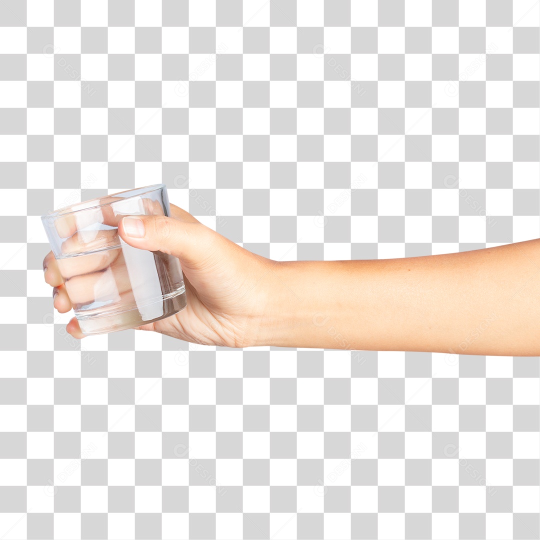 Mão Segurando Copo de Água PNG Transparente