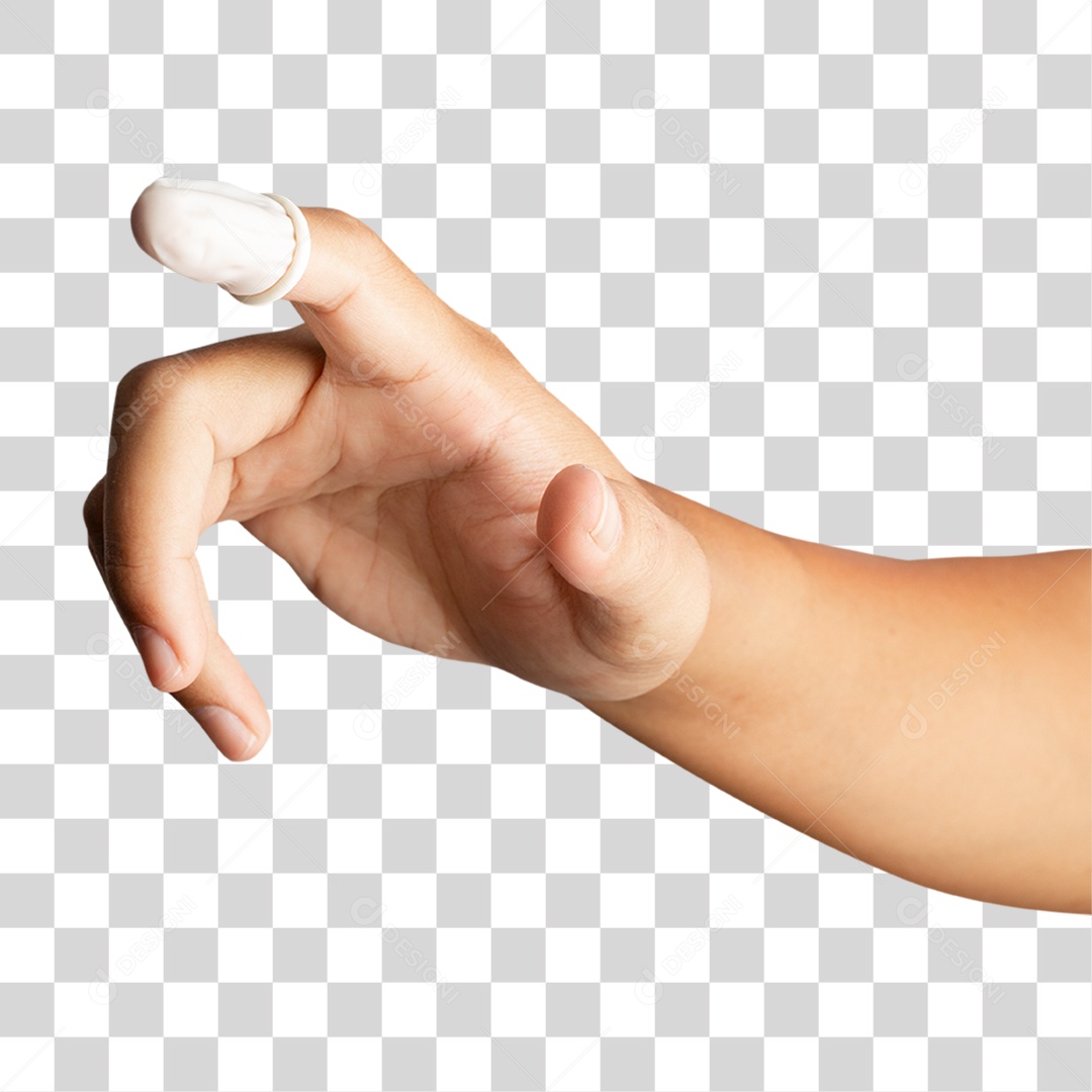 Mão Vestida com Luva de Látex PNG Transparente