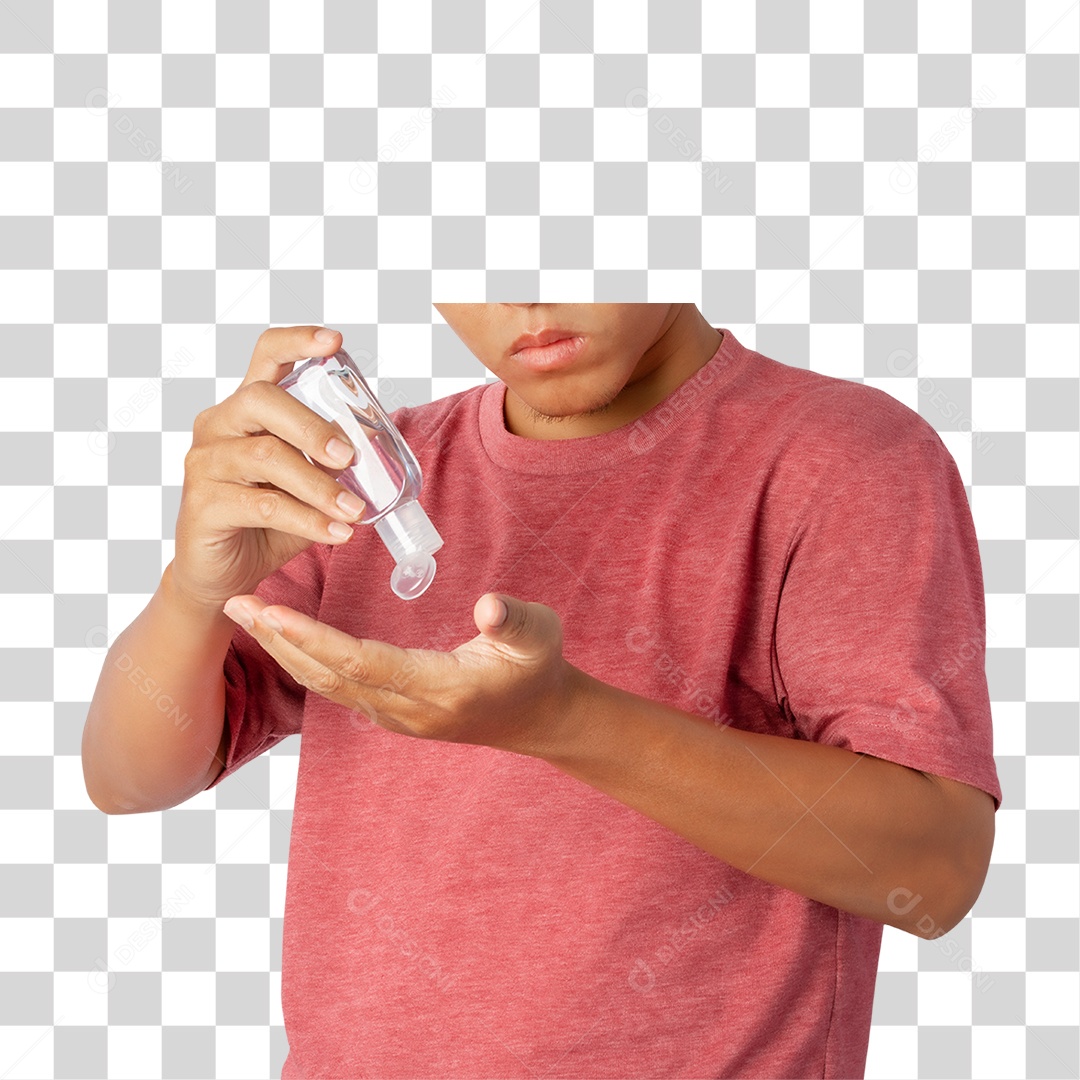 Homem Passando Álcool em Gel nas Mãos PNG Transparente