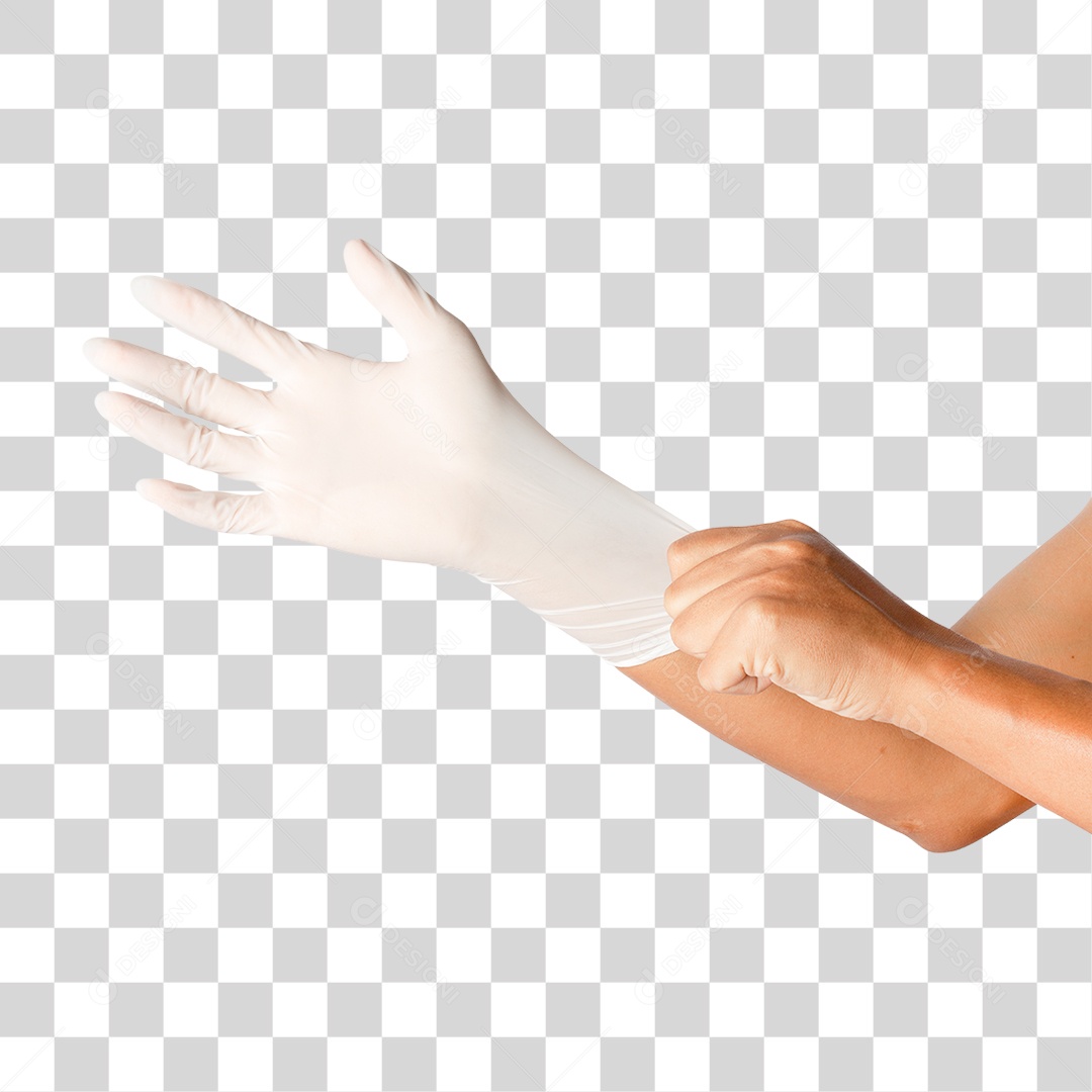 Mão Vestida com Luva de Látex PNG Transparente