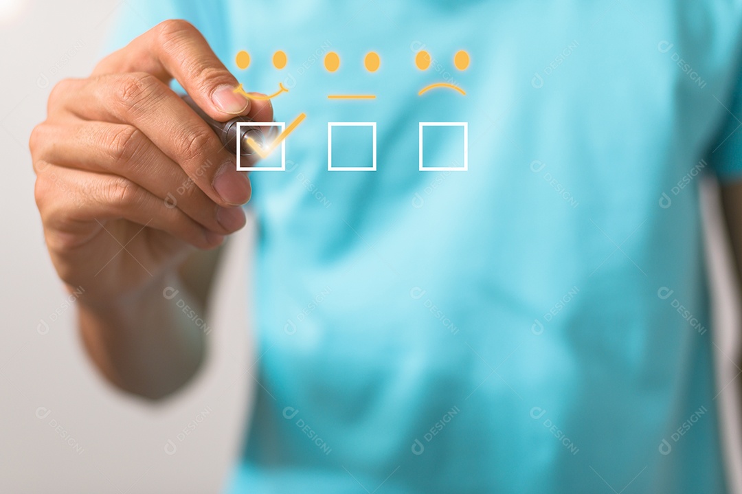 Símbolo do tick do cliente foi dado à satisfação dos funcionários.