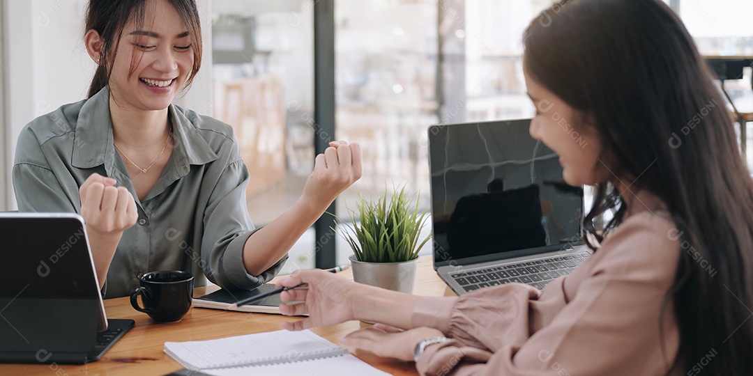 Duas empresárias fazendo planos para empresa