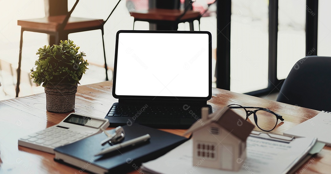 Conceito de maquete no local de trabalho. Mock up moderno