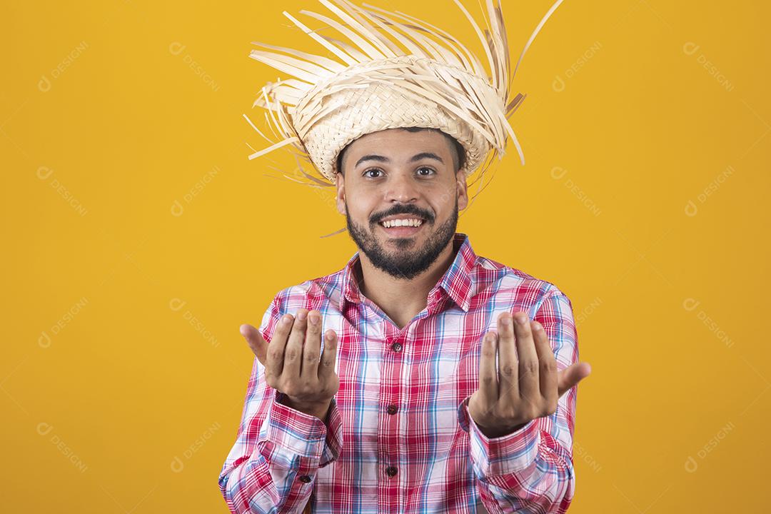 Brazilian man wearing typical clothes for the Festa Junina