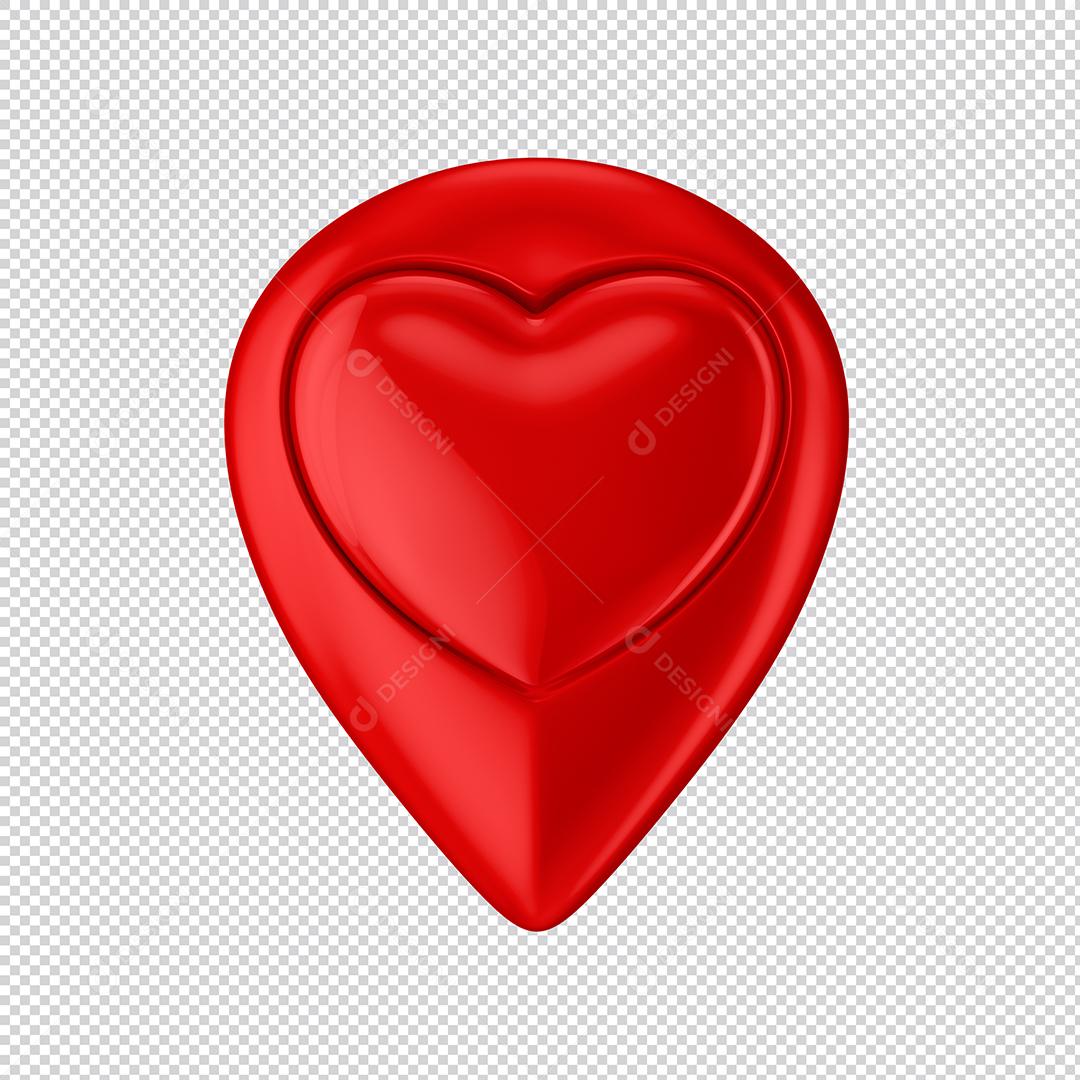 Elemento 3D Para Composição Ícone Localização Coração Vermelho PSD