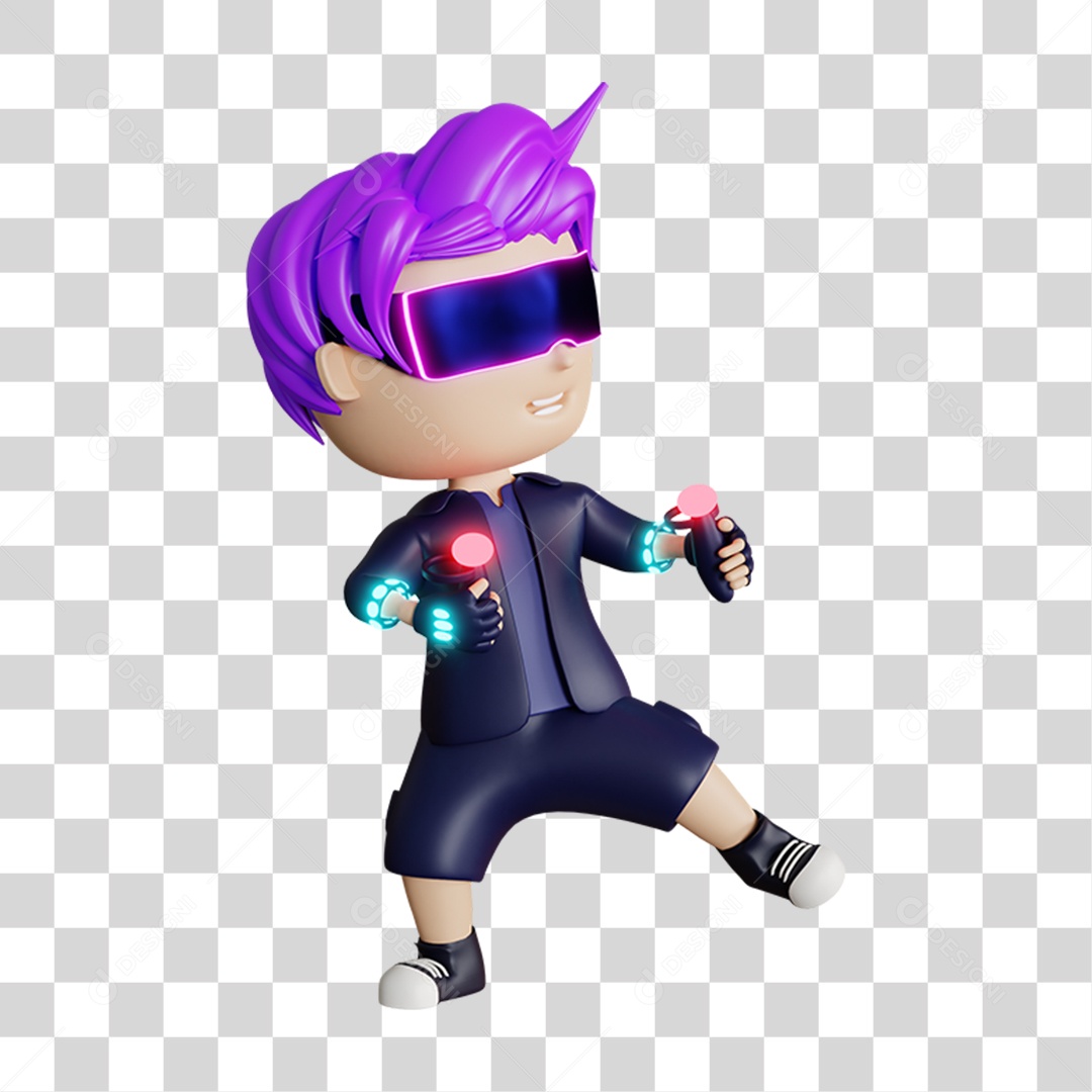 Garoto Jogando Menino 3D PNG Transparente