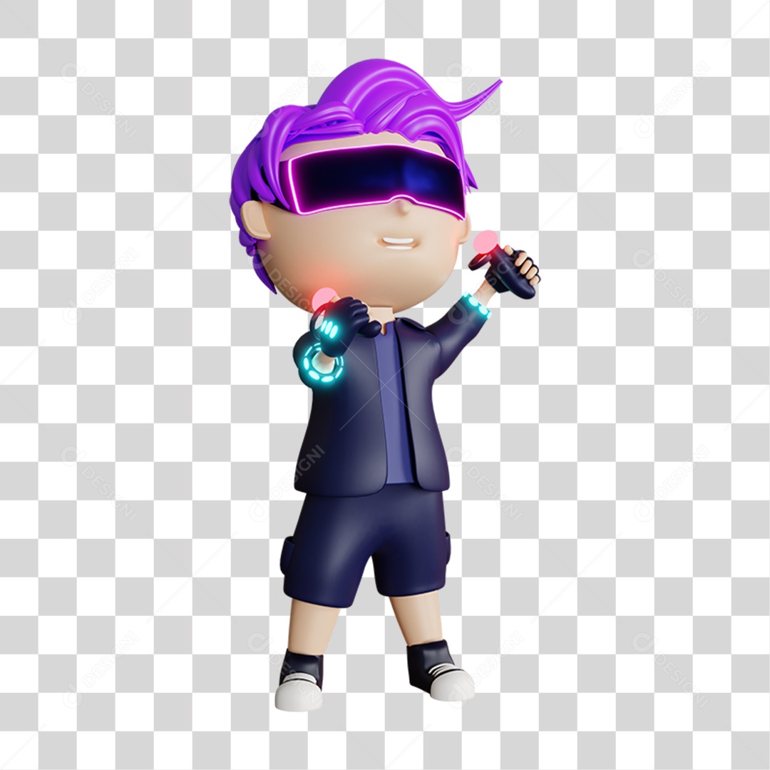 Garoto Jogando Menino 3D PNG Transparente
