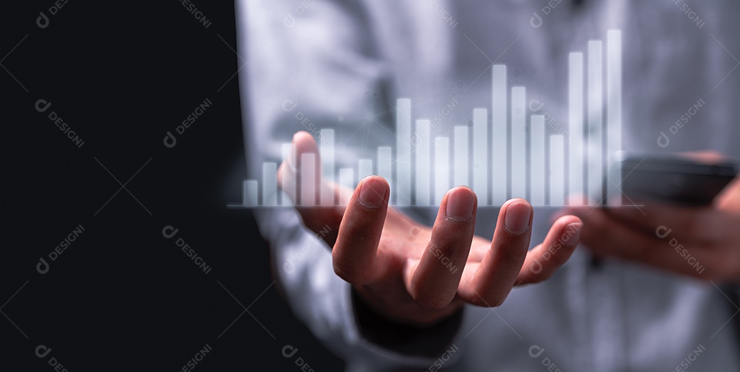 Mostre o estoque do holograma Conceito do crescimento, do progresso ou do sucesso