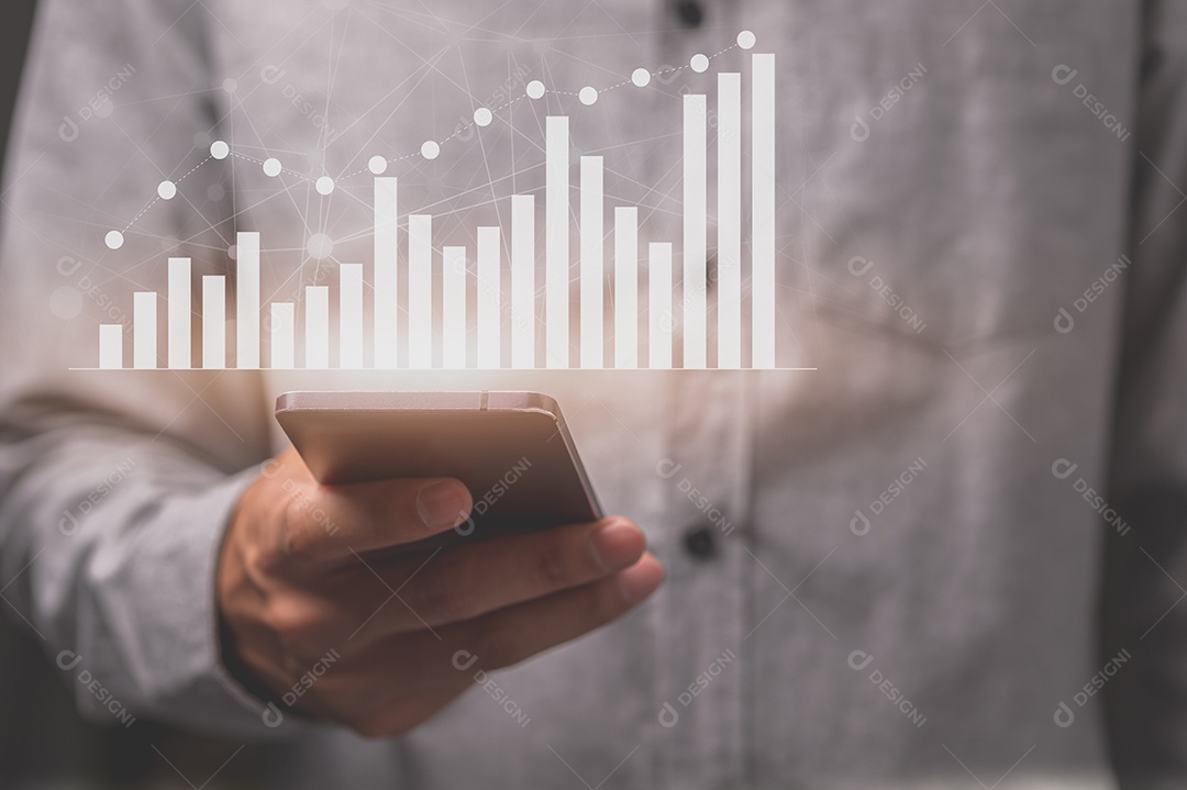 Mostre o estoque do holograma Conceito do crescimento, do progresso ou do sucesso