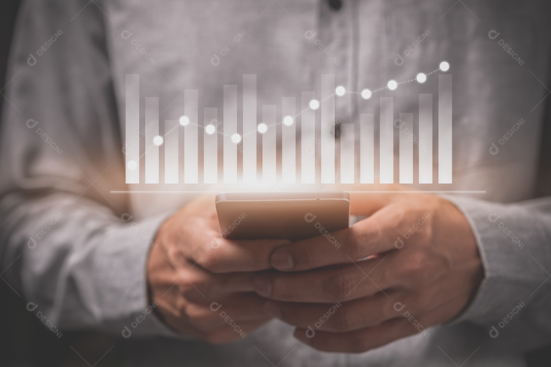 Mostre o estoque do holograma Conceito do crescimento, do progresso ou do sucesso