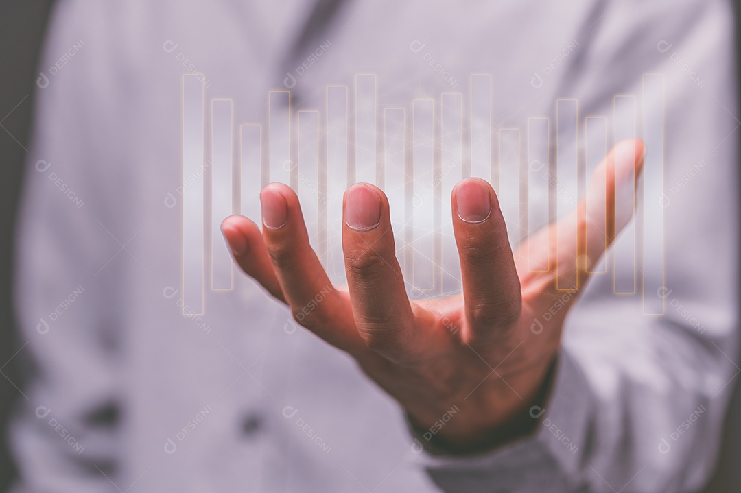 Mostre o estoque do holograma Conceito do crescimento, do progresso ou do sucesso