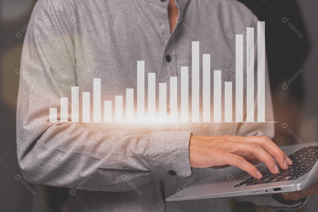 Mostre o estoque do holograma Conceito do crescimento, do progresso ou do sucesso