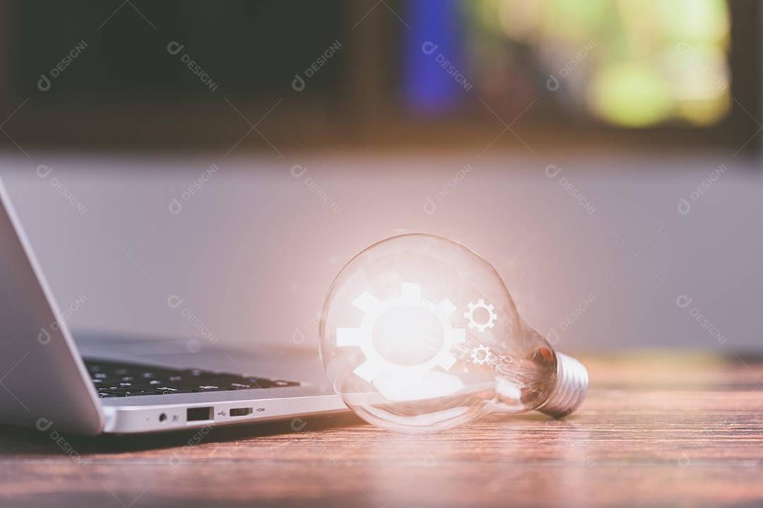 Lâmpada E há um ícone de engrenagem