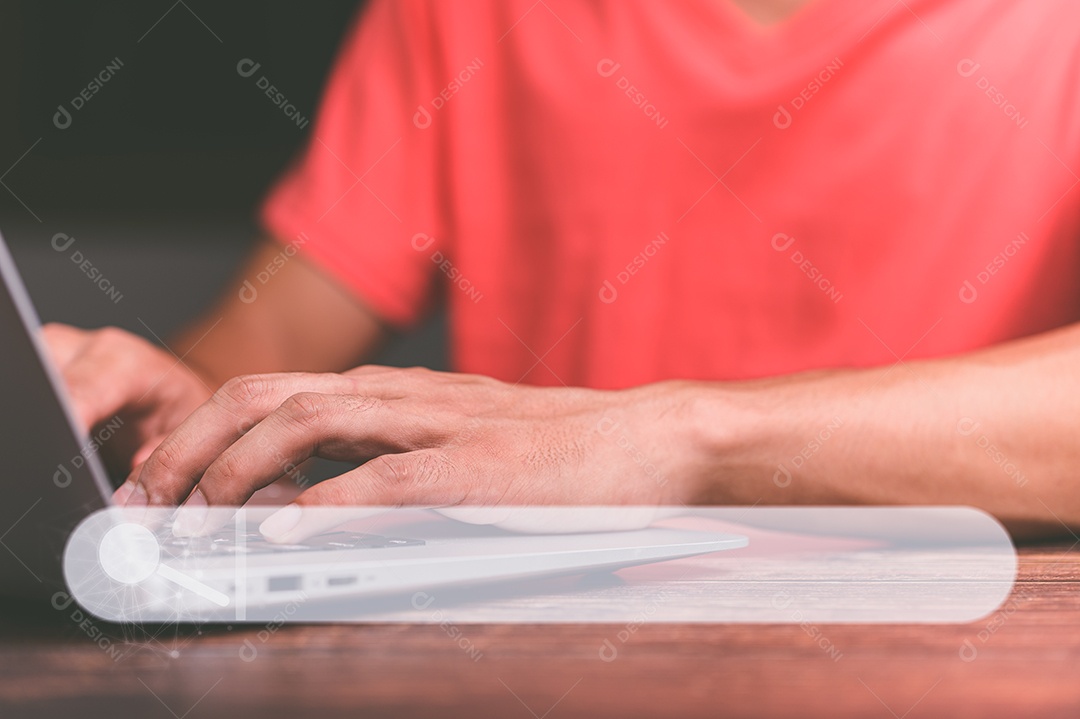 Pesquisando o conceito de rede de informações de dados da Internet, laptop