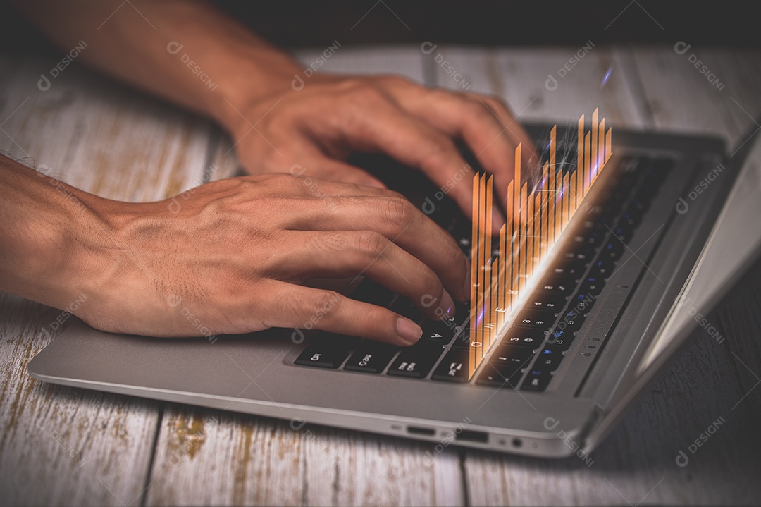 Laptop, análise e tecnologia financeira e bancária