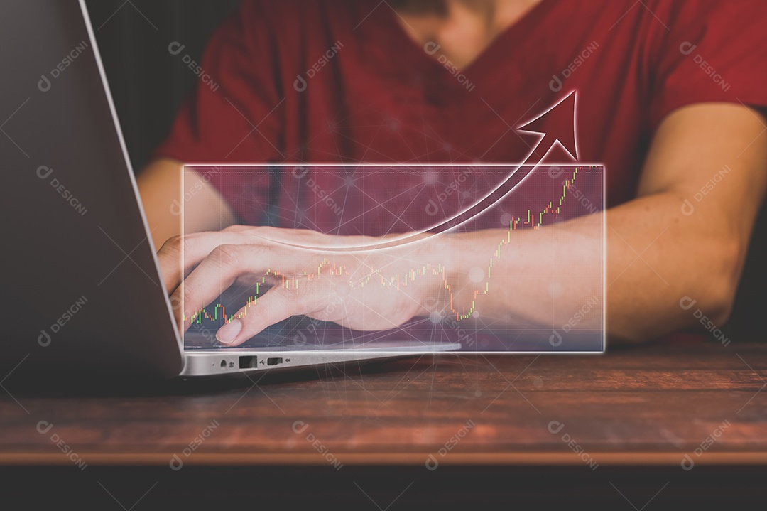 Empresários estão treinando ações mostrando um holograma.