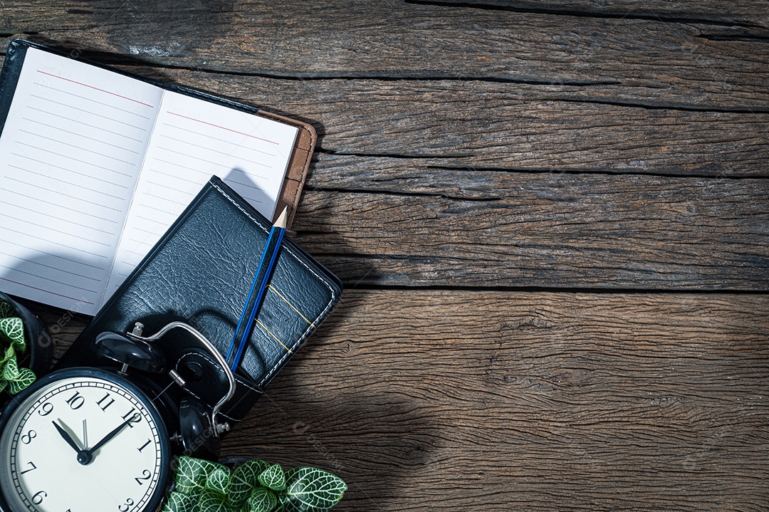 Memórias do conceito de notebook Na mesa Vista superior