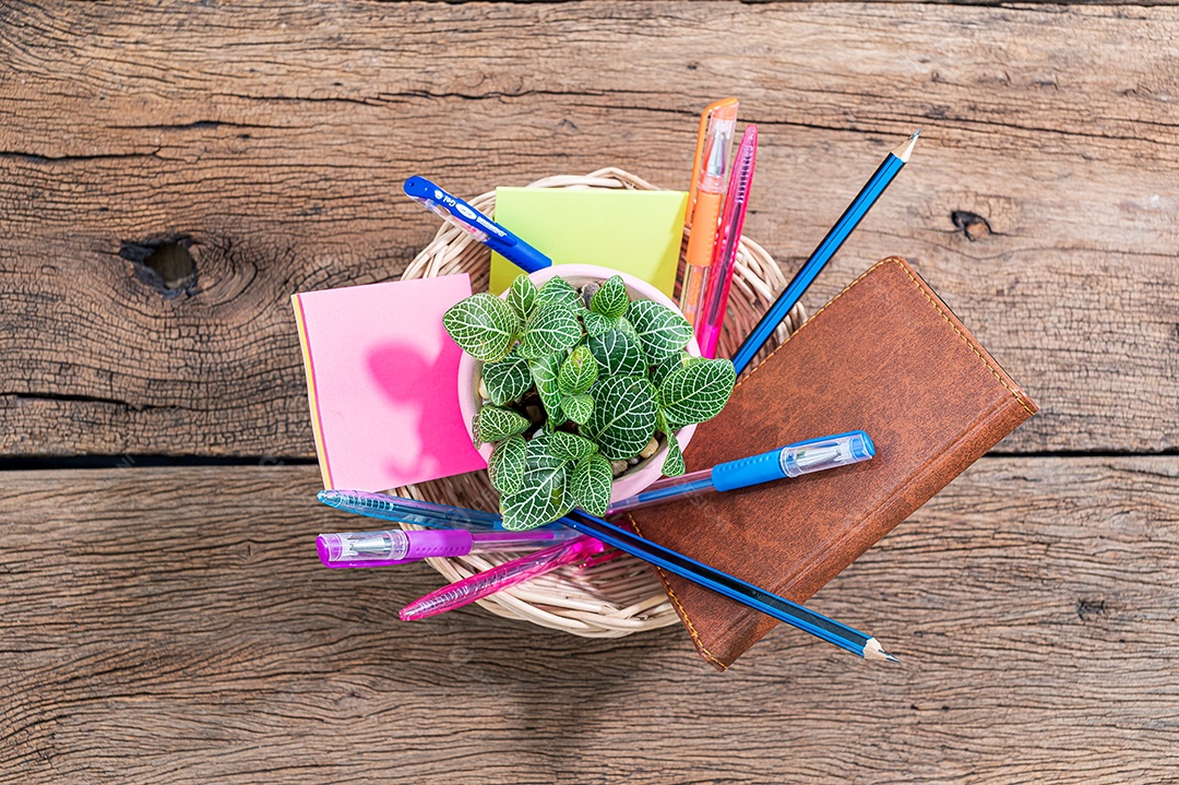 Mesa de trabalho está na vista superior