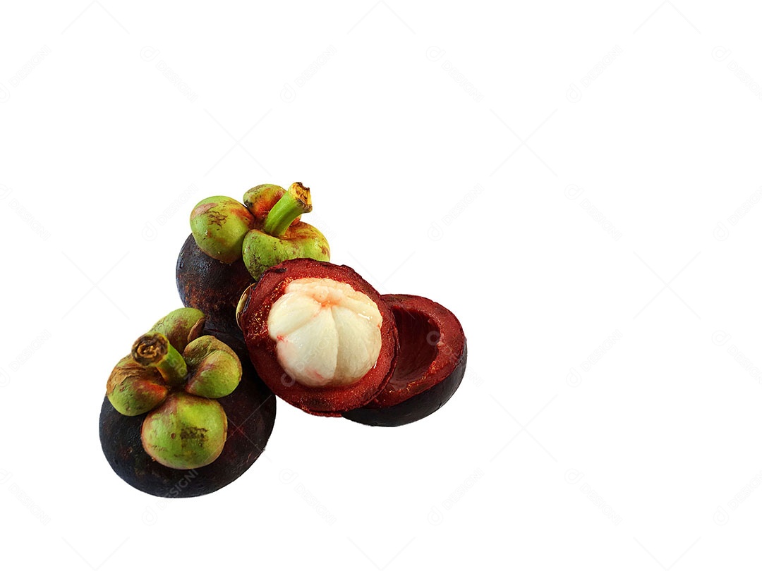 Mangostão fruta sobre fundo isolado branco